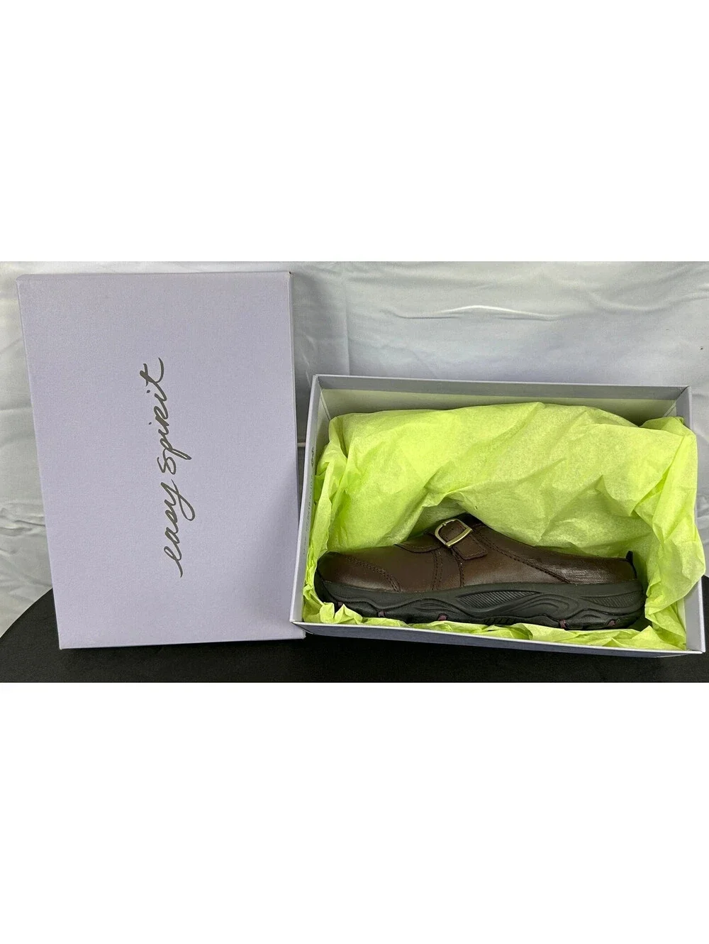 Easy Spirit Portilla Women Size 6.5 Slip-On Mule Clog Shoes Brown Leather Buckle